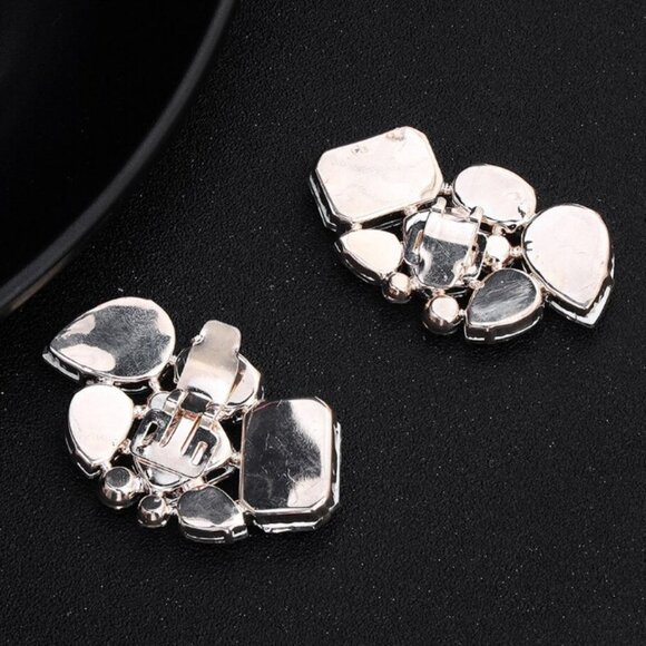 Shoe clips elegance elegant crystal silver tone wedding bridal party new large - Picture 6 of 7